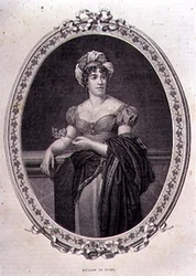 Portret van Madame de Stael (1766-1817) gegraveerd door John Quartley (gravure)