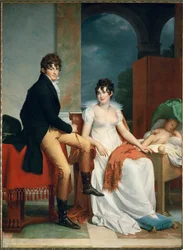 Graaf Moritz Christian Fries en gravin Maria Theresia Fries met hun kind Moritz, geboren 1804 (olieverf op doek)