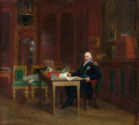 Lodewijk XVIII (1755-1824) in zijn studeerkamer in de Tuilerieën