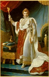 Volledig portret van Napoleon I in kroningskleding (1769-1821) keizer van de Fransen