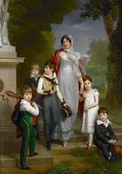 Portret van Louise-Antoinette-Scholastique Guéhéneuc, Madame la Maréchale Lannes, Hertogin van Montebello, met haar Kinderen