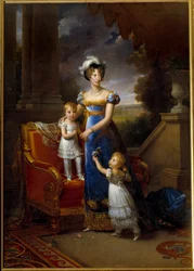 Portret van Marie Caroline, prinses van de Twee Siciliën, hertogin van Berry (1798-1870) en haar kinderen