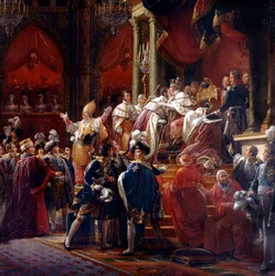 De kroning van koning Karel X, 29 mei 1825 in de kathedraal van Reims (detail)