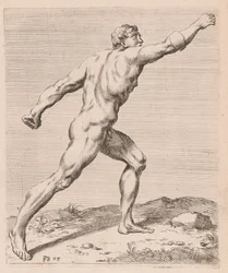 De Borghese Gladiator, zijaanzicht, naar rechts gedraaid [plaat 28]