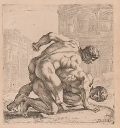 De Medici Worstelaars, zijaanzicht, naar rechts gedraaid [plaat 35]