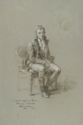 Zittende mannelijke figuur