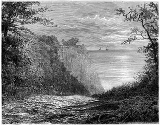 De krijtrotsen bij de Königsstuhl, Rügen, Duitsland, 19e eeuw