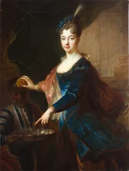 Dame met donkerharige page