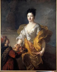 Portret van de hertogin van La Force. Schilderij door Francois De Troy