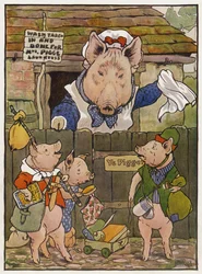Illustratie voor De drie kleine biggetjes