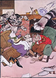 De Kat en haar kittens kwamen binnenrollen, illustratie uit 