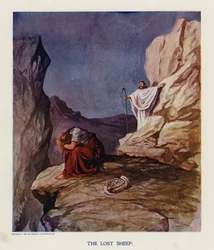 Het verloren schaap (kleurenlitho)
