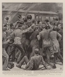 De Thuiskomst van de Sirdar, het Te Enthousiaste Welkom op Victoria Station