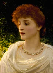 "Sylvia" Portret van een jonge vrouw uit de Engelse Victoriaanse bourgeoisie. Schilderij van Frank Dicksee (1853-1928) Privécollectie