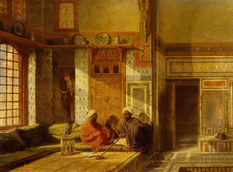 Afluisteren (olieverf op doek)