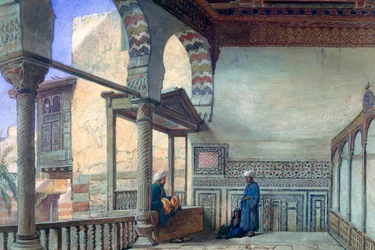 Loggia, zomerreceptie, Memlook Radnau Beys huis, Caïro, 1870