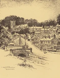 Downham Village (litho)