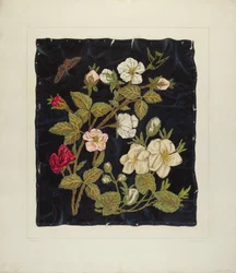 Handgemaakte bloemen op zwart, 1935-1942.