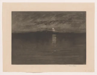 Nachtelijk landschap met een meer