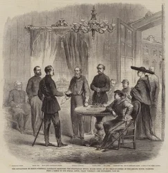 De Revolutie in Sicilië, Generaal Garibaldi ontvangt de Napolitaanse Gezant, Majoor Bosco, in zijn Hoofdkwartier in het Senaatshuis, Palermo