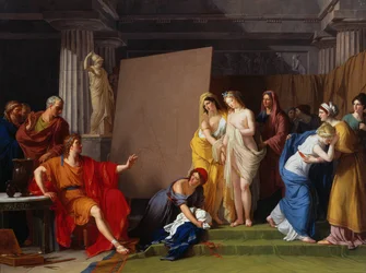 Zeuxis kiest zijn modellen voor het beeld van Helena uit de meisjes van Croton, ca. 1790