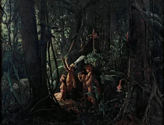 Amazone Indianen die de Zonnegod Aanbidden