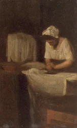 Een vrouw strijkt, De wasvrouw, c1850