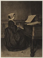 Vrouw bij het spinet, 1860