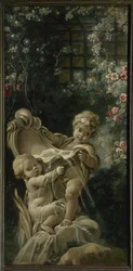 Boucher - Fontein met twee geliefden, een knielend, Tussen 1765 en 1770