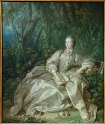 Madame de Pompadour zittend buiten