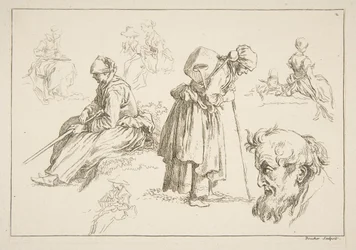 Blad met schetsen, 1753