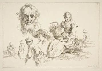 Blad met Schetsen, ca. 1735
