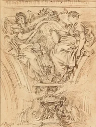 Spandrel Decoratie:  Roem en waarheid bejubelen Louis XV
