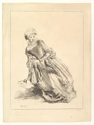 Vrouw leunend naar links, 1722-28