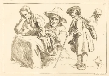 Figurenstudies inclusief staande jongen met een kruik