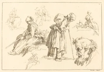 Figurenstudies inclusief vrouw met een ketel