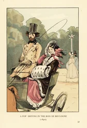Een dandy rijdt in het Bois de Boulogne