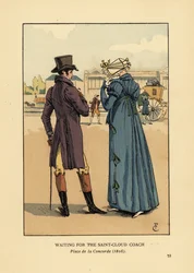 Koppel wachtend op de Saint-Cloud koets, Place de la Concorde