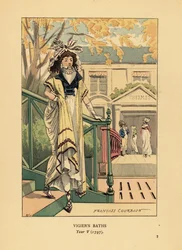 Modieuze vrouw of Merveilleuse voor de Bains Vigier of Vigier