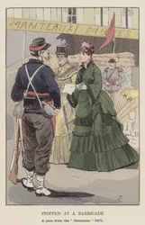 Gestopt bij een barricade, een pas van de Commune 1871