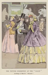 De schilderijententoonstelling in het Salon, kijkend naar Manets Olympia
