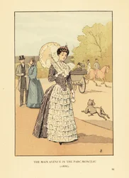 De hoofdlaan in het Parc Monceau