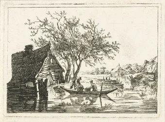 Rivierlandschap met boerderij