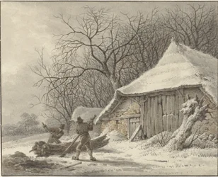 Winterlandschap met boerderij bij het Voorbroek te Terborg