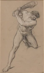 Hercules die zijn Knots Verheft: Studie voor "Hercules en Cacus"