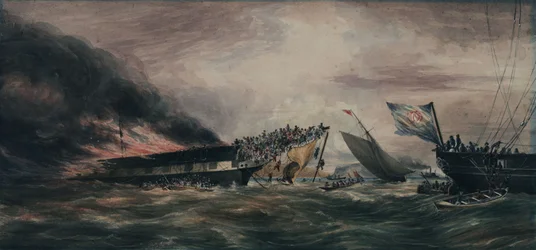 Brand van de Ocean Monarch, emigrantenschip, 24 aug 1848
