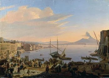 Uitzicht op Napels met Vesuvius op de achtergrond