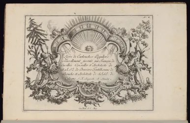Cartouche met Zon en Vier Winden, Livre de Cartouches Reguliers (Boek van Reguliere Cartouches)