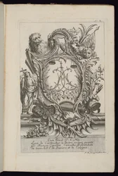 Cartouche met twee leeuwen en een cijfer, Livre de Cartouches à divers usages (Boek van cartouches voor verschillende toepassingen)