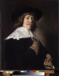Portret van een man met een handschoen